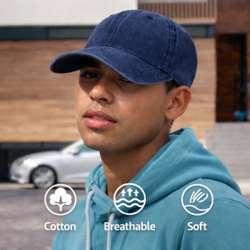 MUJE Topi Baseball Cap Polos Adjustable Breathable Washed Style - F250