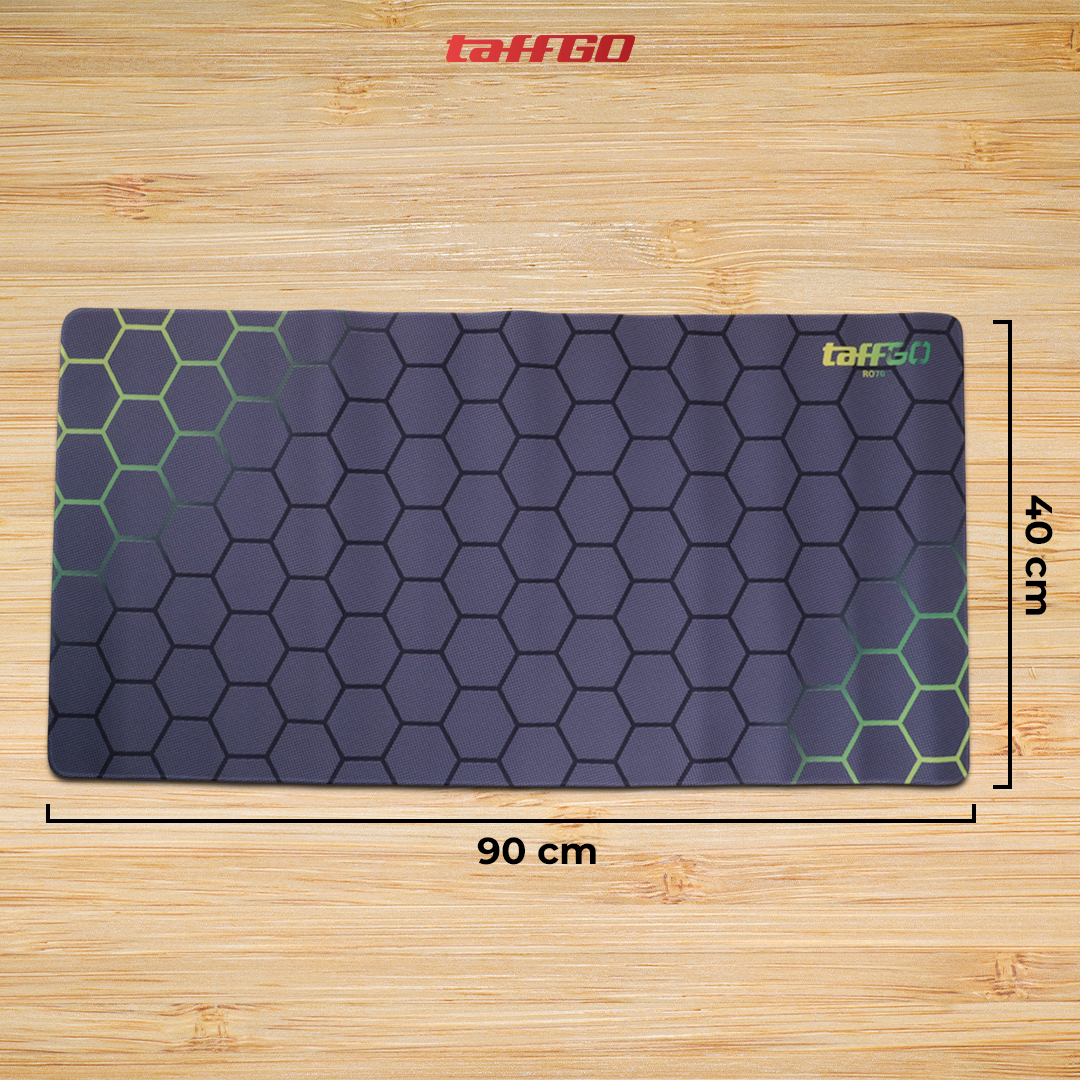 TaffGO Mouse Pad Gaming XL Green Hexagon Desk Mat 800x400x2mm - RO70 Gambar produk TaffGO Mouse Pad Gaming XL Green Hexagon Desk Mat 800x400x2mm - RO70