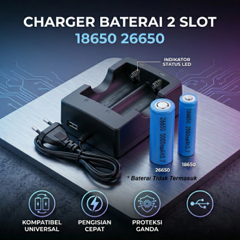 HONG DONG Charger Baterai 2 Slot 18650 26650 Li-Ion with LED - HD-999A