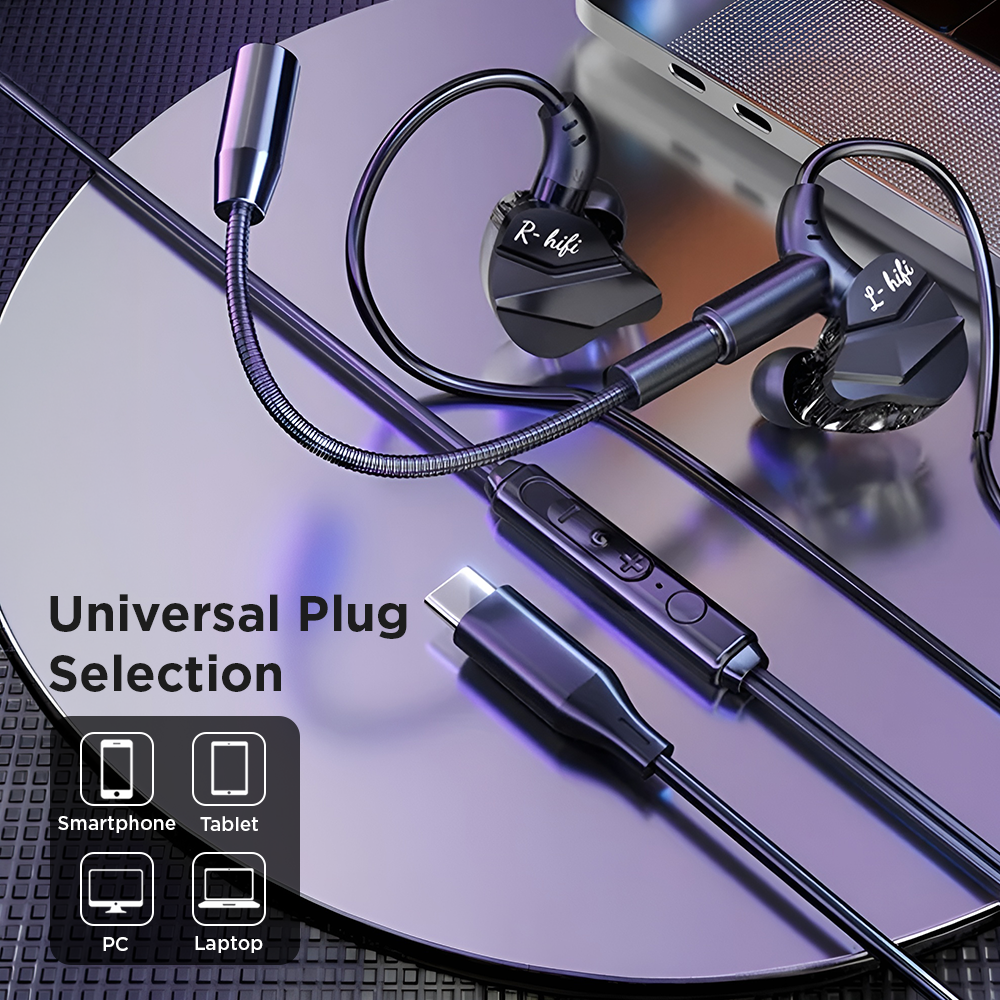 VAORLO Earphone Gaming Wired Type C HiFi Surround Sound Detachable Mic - G62 Gambar produk VAORLO Earphone Gaming Wired Type C HiFi Surround Sound Detachable Mic - G62 - 6