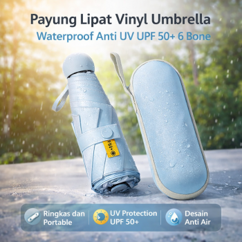 HUJI Payung Lipat Vinyl Umbrella Waterproof Anti UV UPF 50+ 6 Bone - HJ190