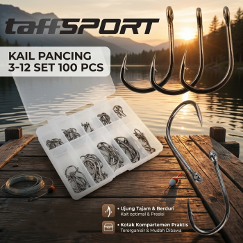 TaffSPORT Kail Pancing Fishing Hook Tackle No 3-12 Set 100 PCS - 94151-BE