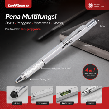 Taffware Pena Multifungsi Plastik Stylus Penggaris Waterpass Obeng - 9625