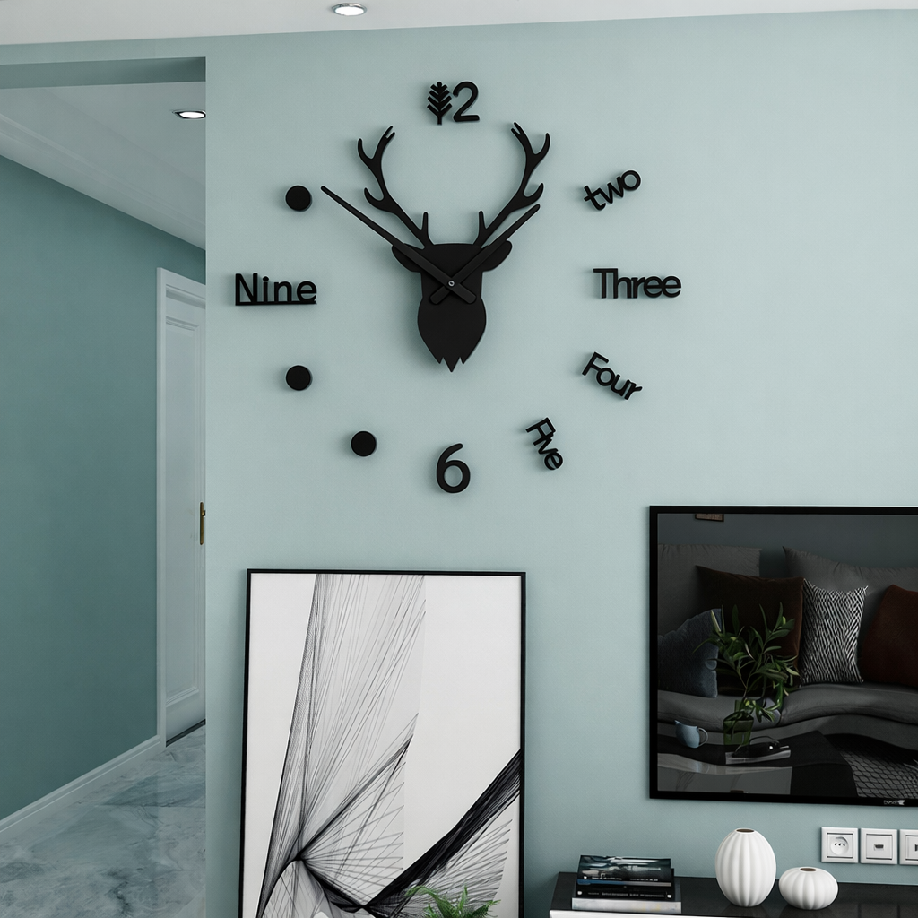 Jam Dinding DIY Quartz Creative Design Model Deer Head 80cm - Q8073 Gambar produk Jam Dinding DIY Quartz Creative Design Model Deer Head 80cm - Q8073 - 2