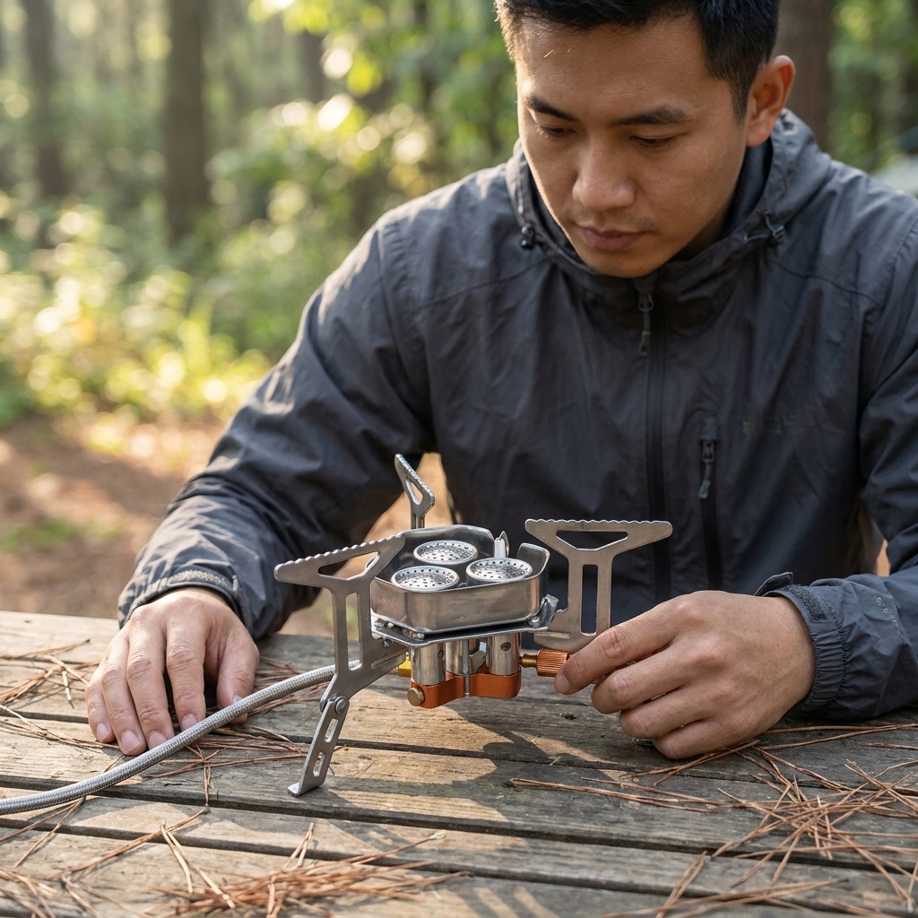 Gambar produk TaffSPORT Kompor Gas Portable Lipat Ultralight 3 Burner Camping Stove - KV36