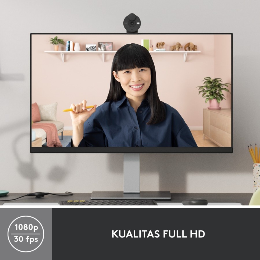 Gambar produk Logitech Webcam Full HD 1080P Noise Reducing Mic Auto Light Correction - Brio 300