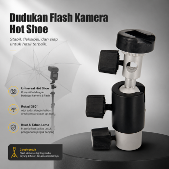 BINYEAE Dudukan Flash Kamera Hot Shoe Ball for Studio Tripod Type D - QM3623