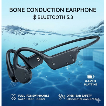 DISOUR Bone Conduction Earphone Bluetooth 5.3 Sport HiFi Waterproof - X7