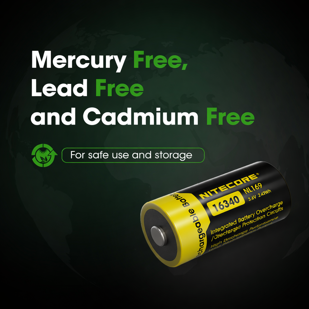 Gambar produk NITECORE Baterai Isi Ulang 16340 Li-Ion Button Top 950mAh 3.6V 1 PCS - NL169