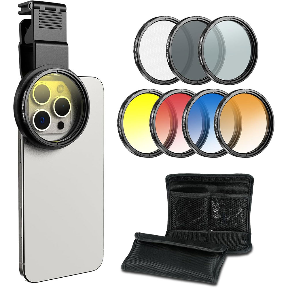 Gambar produk APEXEL Lensa Filter Kamera Smartphone 7in1 HD Glass with Clip 58mm - APL-58FL7