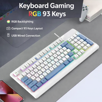 Y-FRUITFUL Keyboard Gaming RGB Mechanical Feel USB Wired 93 Keys - G125