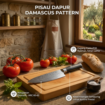 CHEFKO Pisau Dapur Daging Chef Knife Damascus Pattern Stainless Steel - CF150