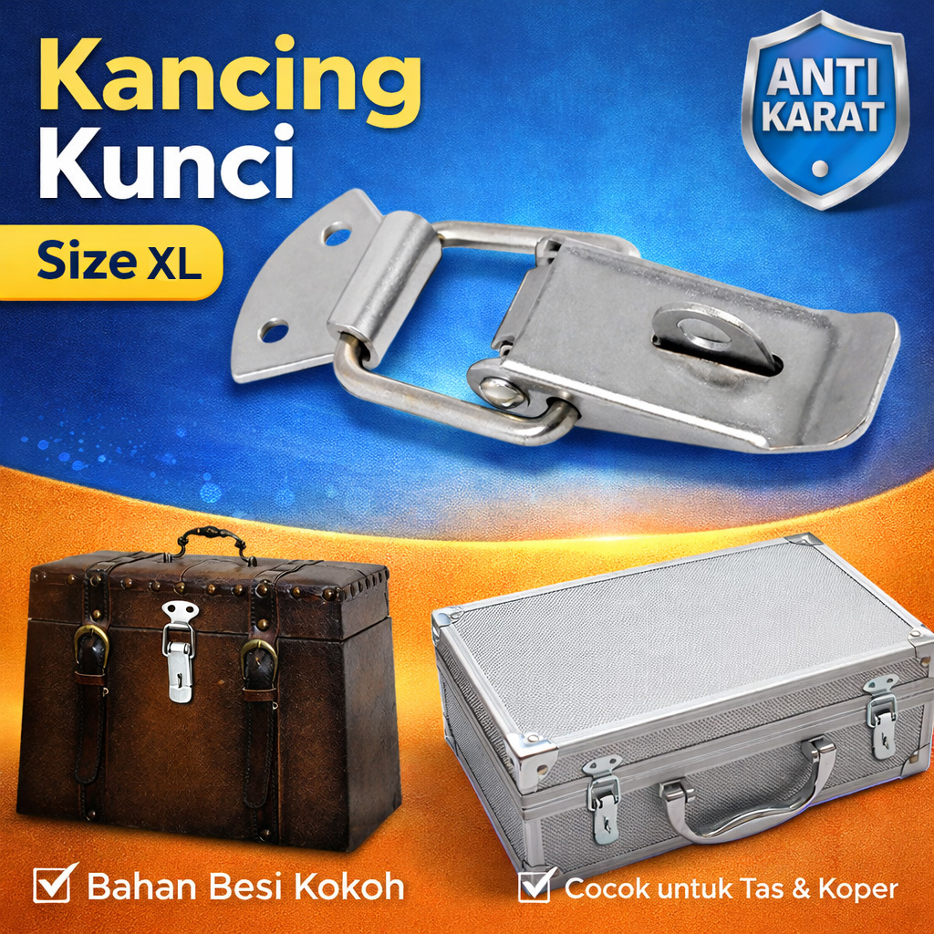 Taffware Kancing Kunci Kaitan Peti Grendel Spring Lock Stainless Steel XL - J107 Gambar produk Taffware Kancing Kunci Kaitan Peti Grendel Spring Lock Stainless Steel XL - J107