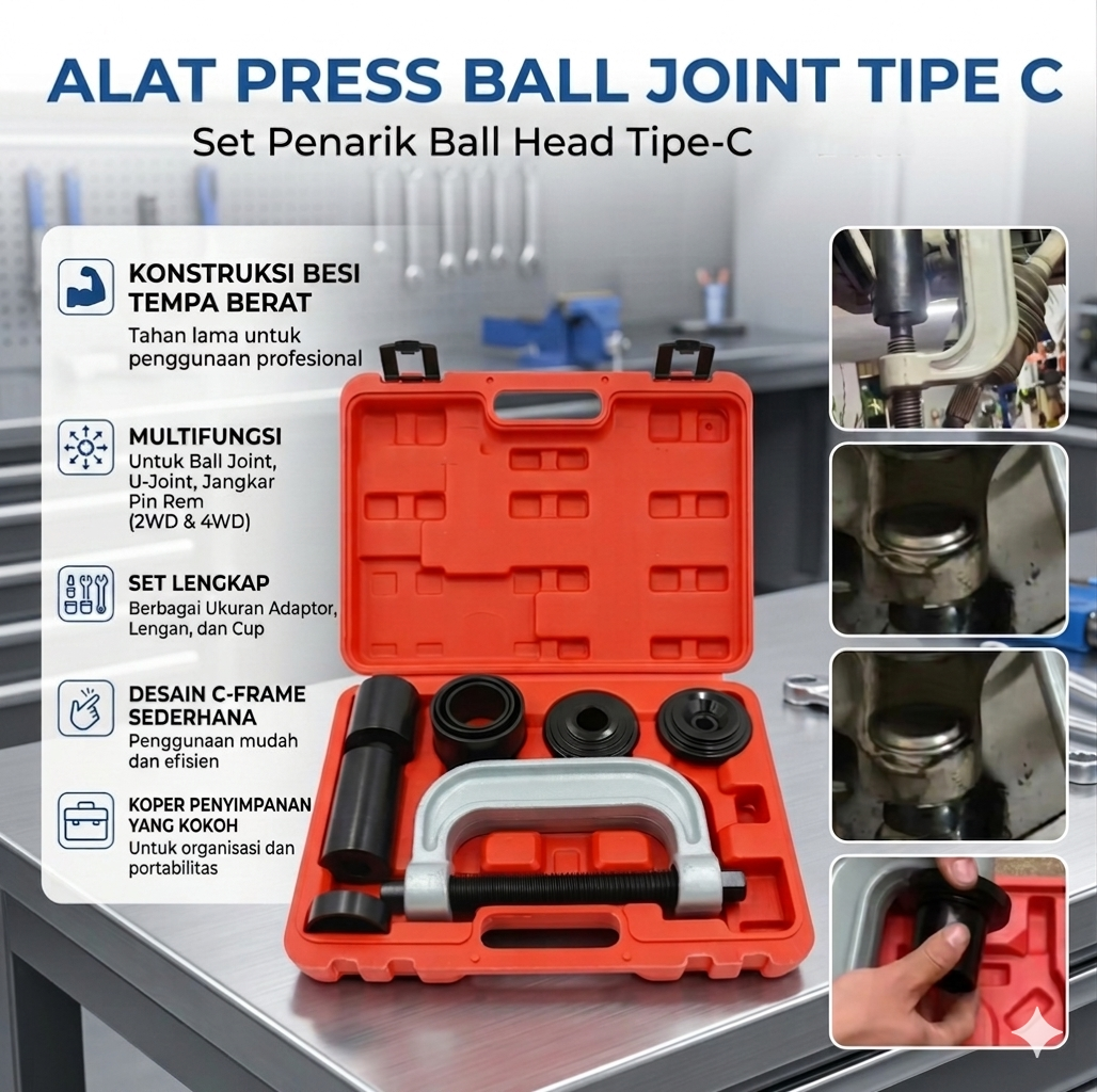 BAOLONG Alat Press Ball Joint Tipe C Diassembly 4in1 Set Puller Tool - BA-32 Gambar produk BAOLONG Alat Press Ball Joint Tipe C Diassembly 4in1 Set Puller Tool - BA-32 - Utama