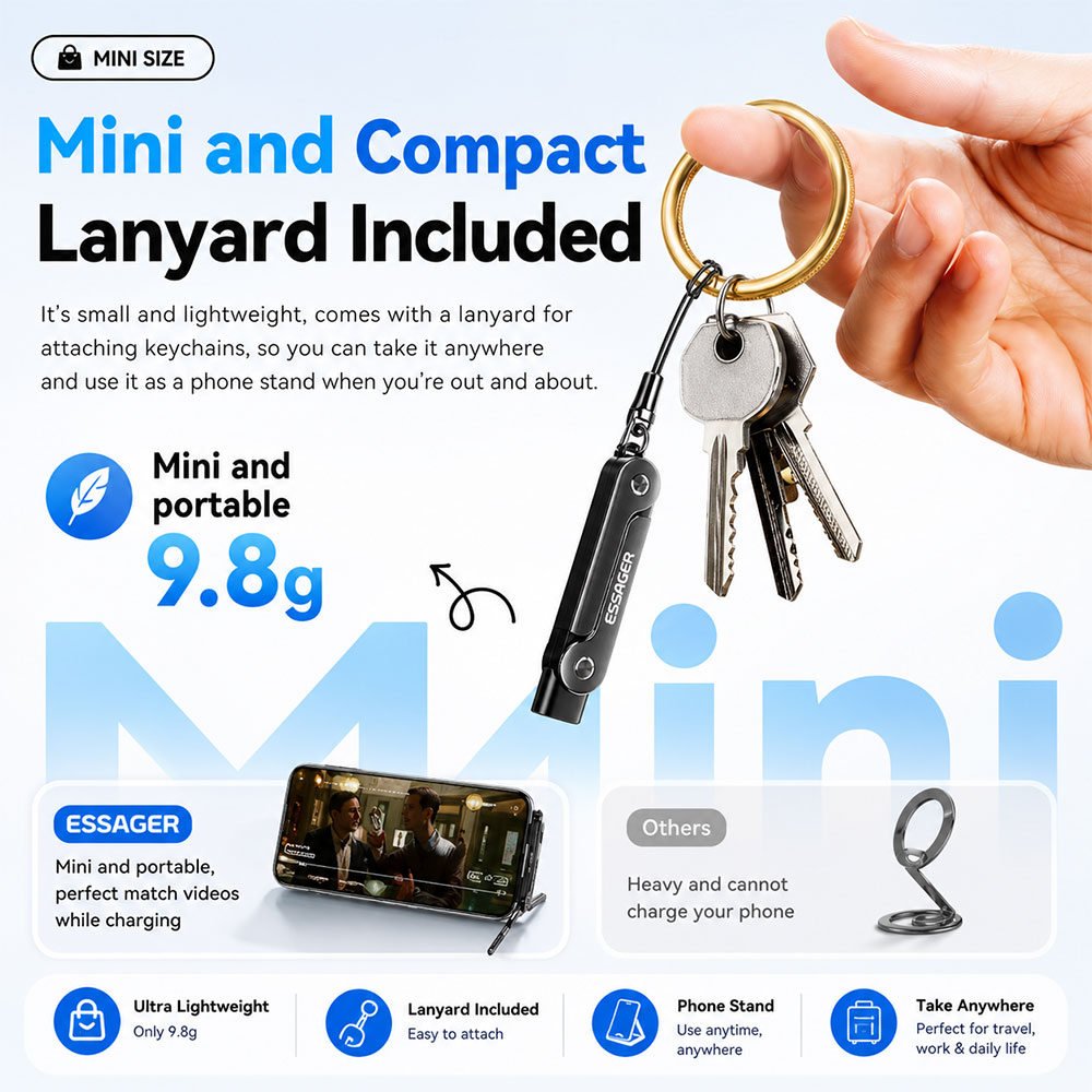 Gambar produk ESSAGER OTG Adapter Type C Female to Type C Male 2in1 Holder 240W - ES-OTG37