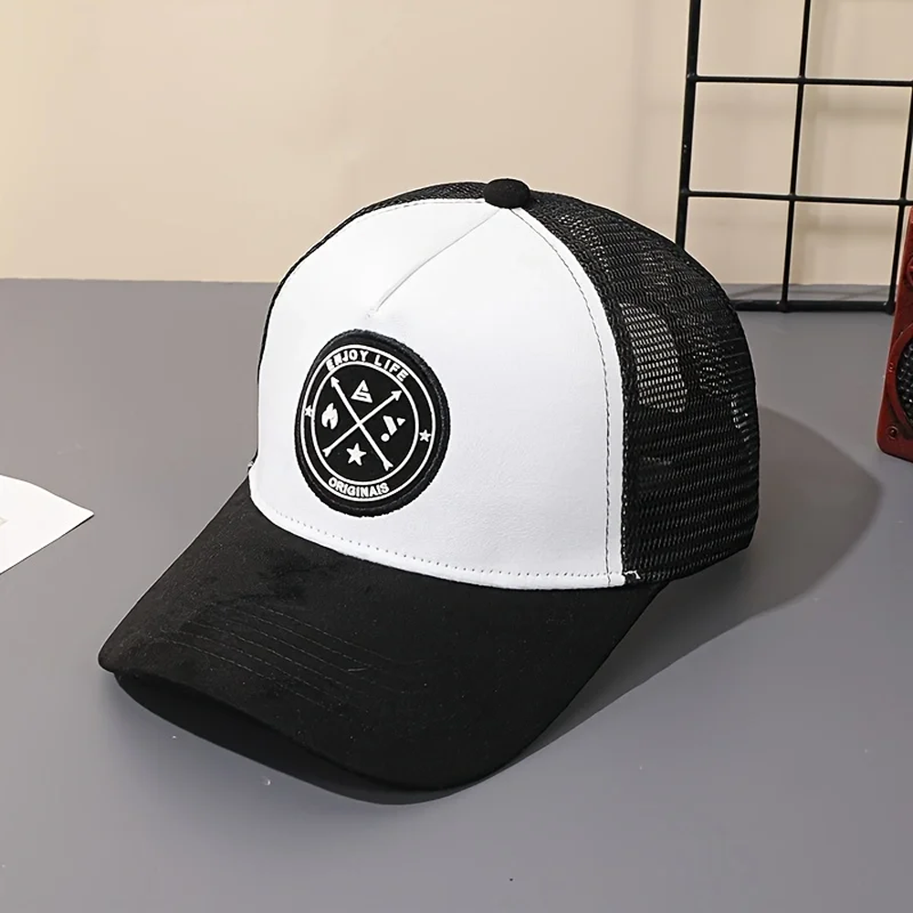 GUDIY Topi Trucker Jaring Mesh Hat Suede Enjoy Life Patch - T100 Gambar produk GUDIY Topi Trucker Jaring Mesh Hat Suede Enjoy Life Patch - T100