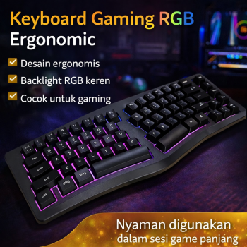 LUXGLOW Keyboard Gaming RGB Mechanical Feel Ergonomic USB Wired 69 Key - G131