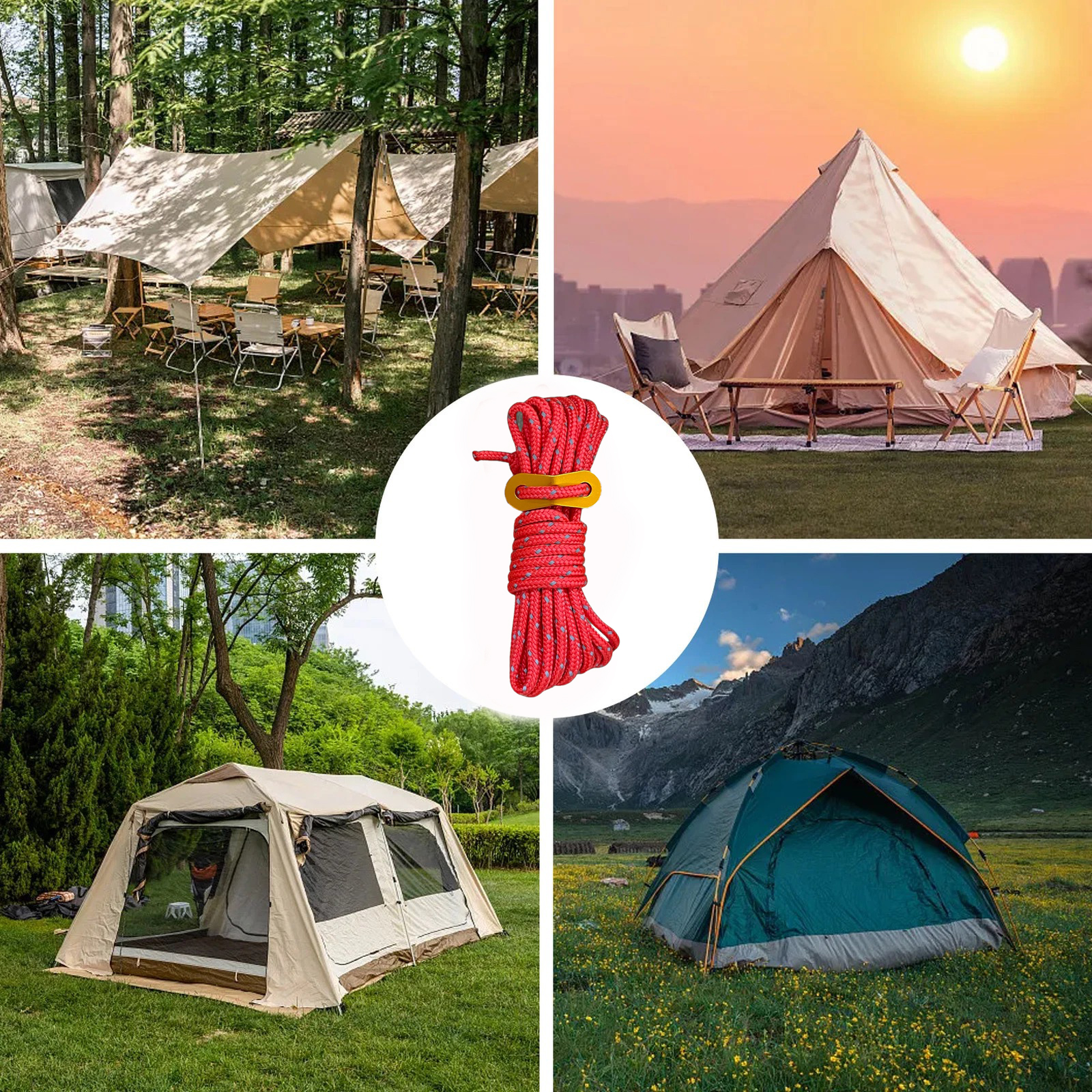 Gambar produk YEAHMAT Tali Paracord Tenda Camping Adventure Windproof 4mmx4M 4 PCS - YG148