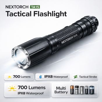 NEXTORCH Senter LED Tactical Flashlight Rechargeable IPX8 700 Lumens - TA15