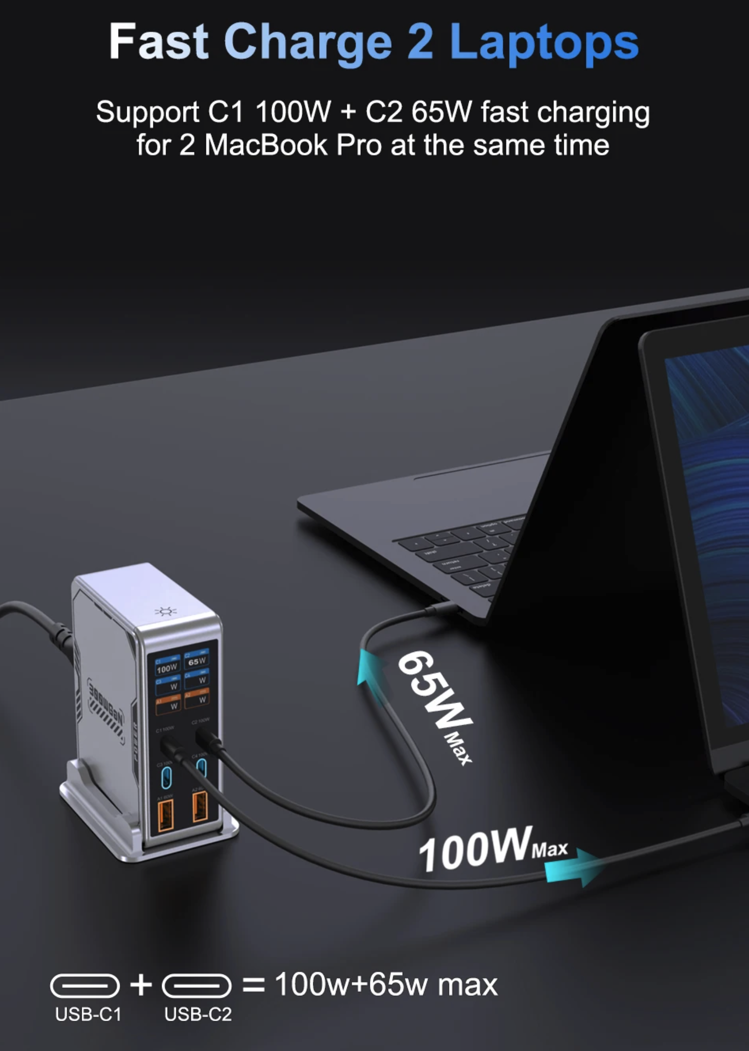 Gambar produk Taffware Charger Station Fast Charging LED USB Type C GaN 300W - BK-122D