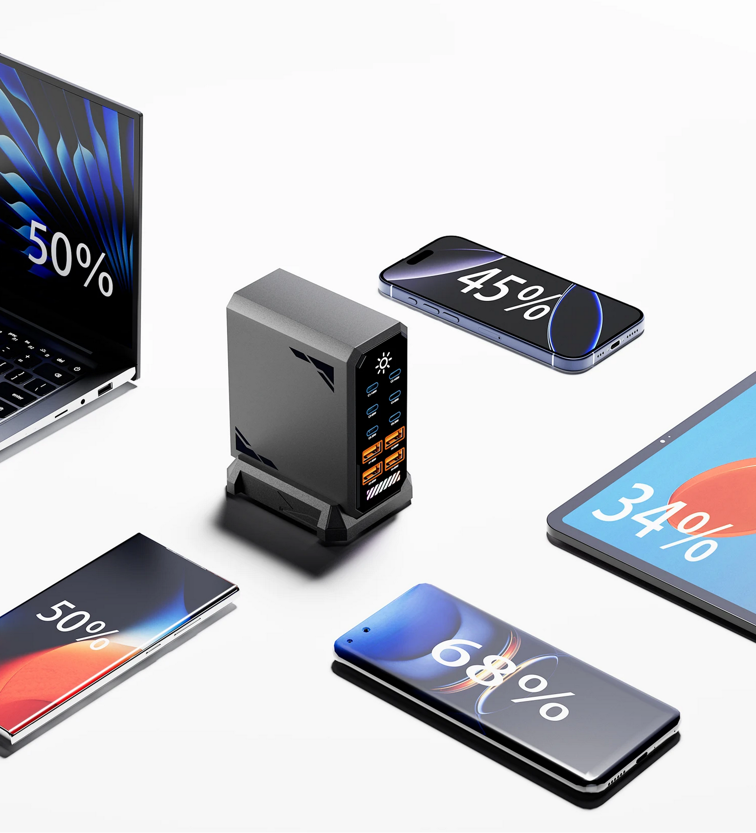 Gambar produk Taffware Charger Station Fast Charge Touch USB Type C GaN 10Port 660W - HW18