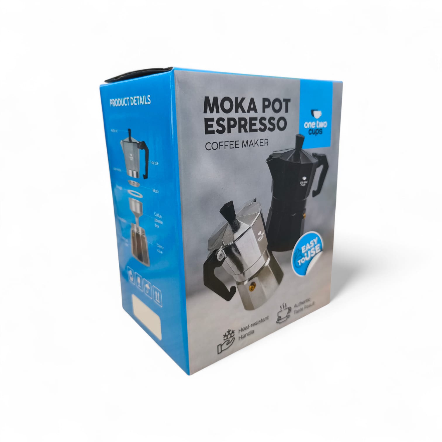 One Two Cups Moka Pot Teko Kopi Espresso Coffee Maker Stovetop 3 Cup 150ml - MX001 Gambar produk One Two Cups Moka Pot Teko Kopi Espresso Coffee Maker Stovetop 3 Cup 150ml - MX001
