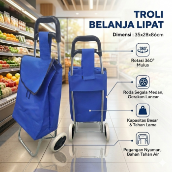 SAKU Troli Belanja Lipat Gocery Cart Luggage Handcraft 35x28x86cm - SK-40