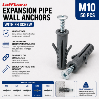 Taffware Expansion Fisher Pipe Nylon Wall Anchor Tube with FH Screw