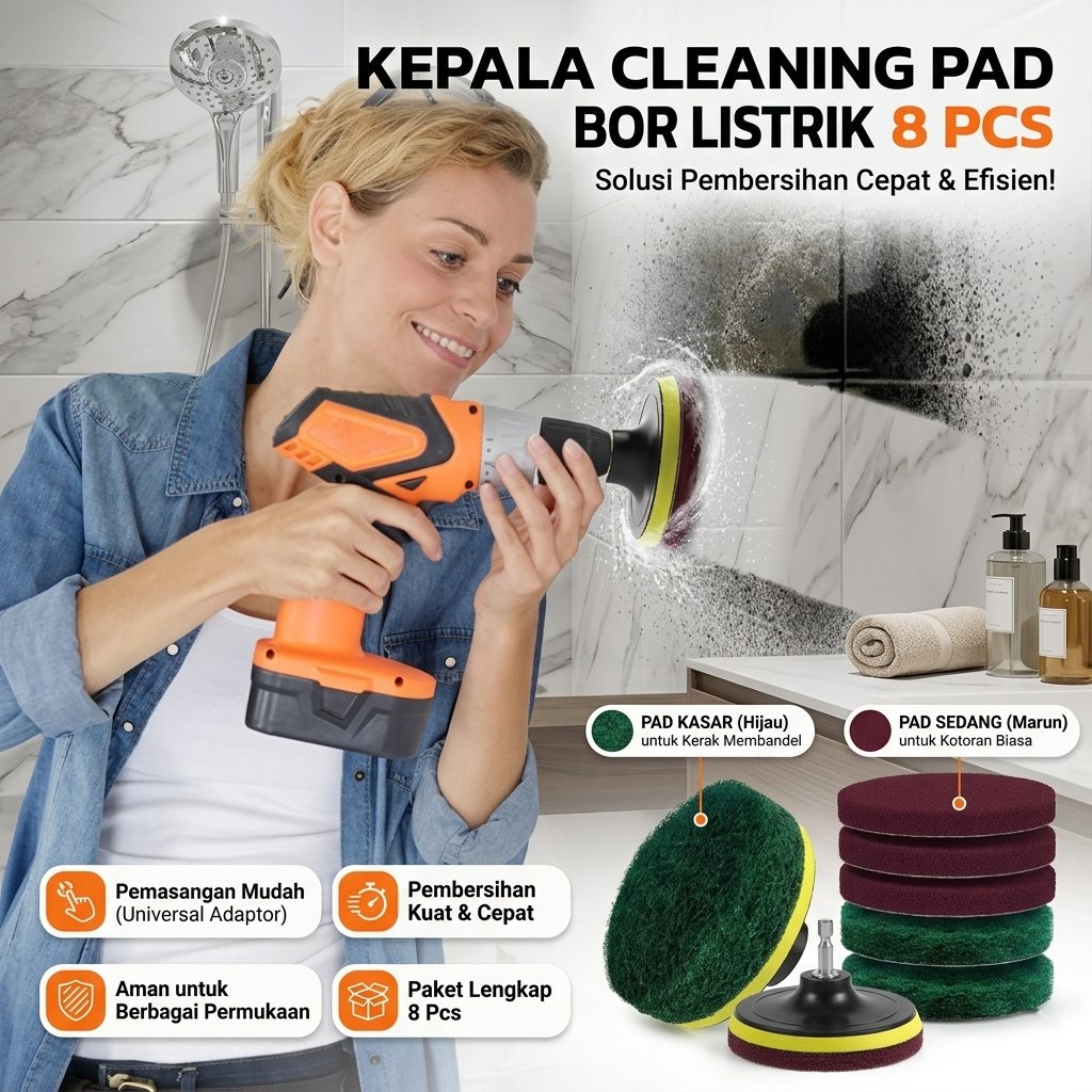 UNTIOR Kepala Pembersih Electric Drill Cleaning Pad Hex Bit 8 PCS - UN3 Gambar produk UNTIOR Kepala Pembersih Electric Drill Cleaning Pad Hex Bit 8 PCS - UN3 - Utama