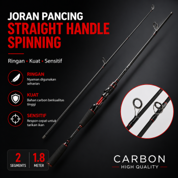 Gambar produk KBW Joran Pancing Spinning Carbon Fiber 2 Section 1.8M - KBW01