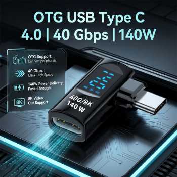 SHANWA OTG USB Type C 4.0 Female to Male Adaptor LED 40Gbps 140W - SH-40
