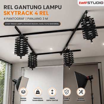 TaffSTUDIO Rel Gantung Lampu Studio Skytrack 4 Rel 4 Pantograf 3M - TS-443M