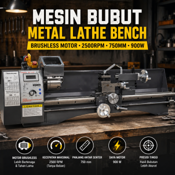 Taffware Mesin Bubut Metal Lathe Bench Brushless 2500RPM 750mm 900W - MX-210V