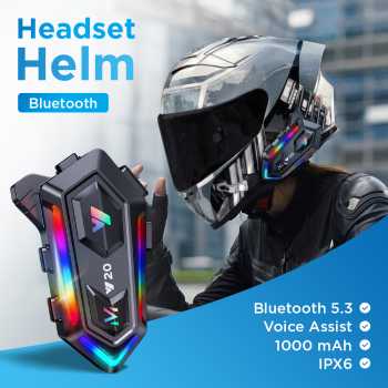 Kebidumei Headset Helm Bluetooth Music RGB IPX6 1000mAh - Y20