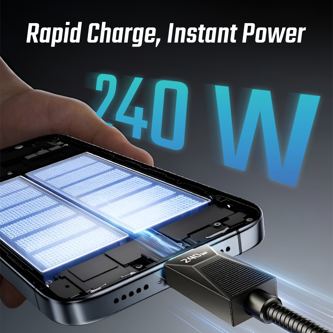 Gambar produk ESSAGER Kabel Data USB Type C to Type C Fast Charging 240W 1M - EXCTT3-SB0A-Z