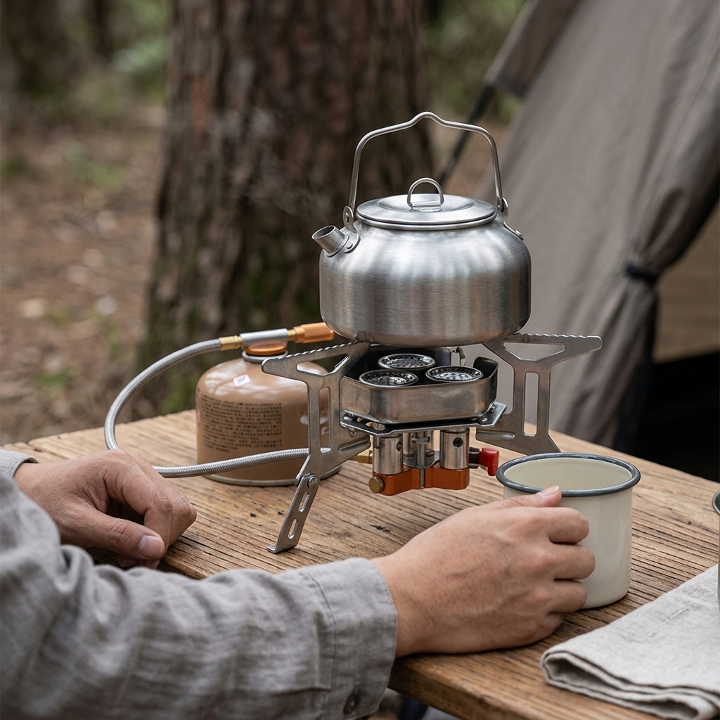 Gambar produk TaffSPORT Kompor Gas Portable Lipat Ultralight 3 Burner Camping Stove - KV36