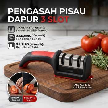 Gambar produk KNIFEZER HAO CHU KANG Pengasah Pisau Dapur Knife Sharpener 3 Slot - RS-168