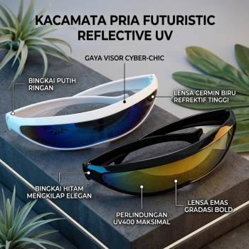 TaffSPORT Kacamata Pria Futuristic Sunglasses Anti Reflective UV - TF267