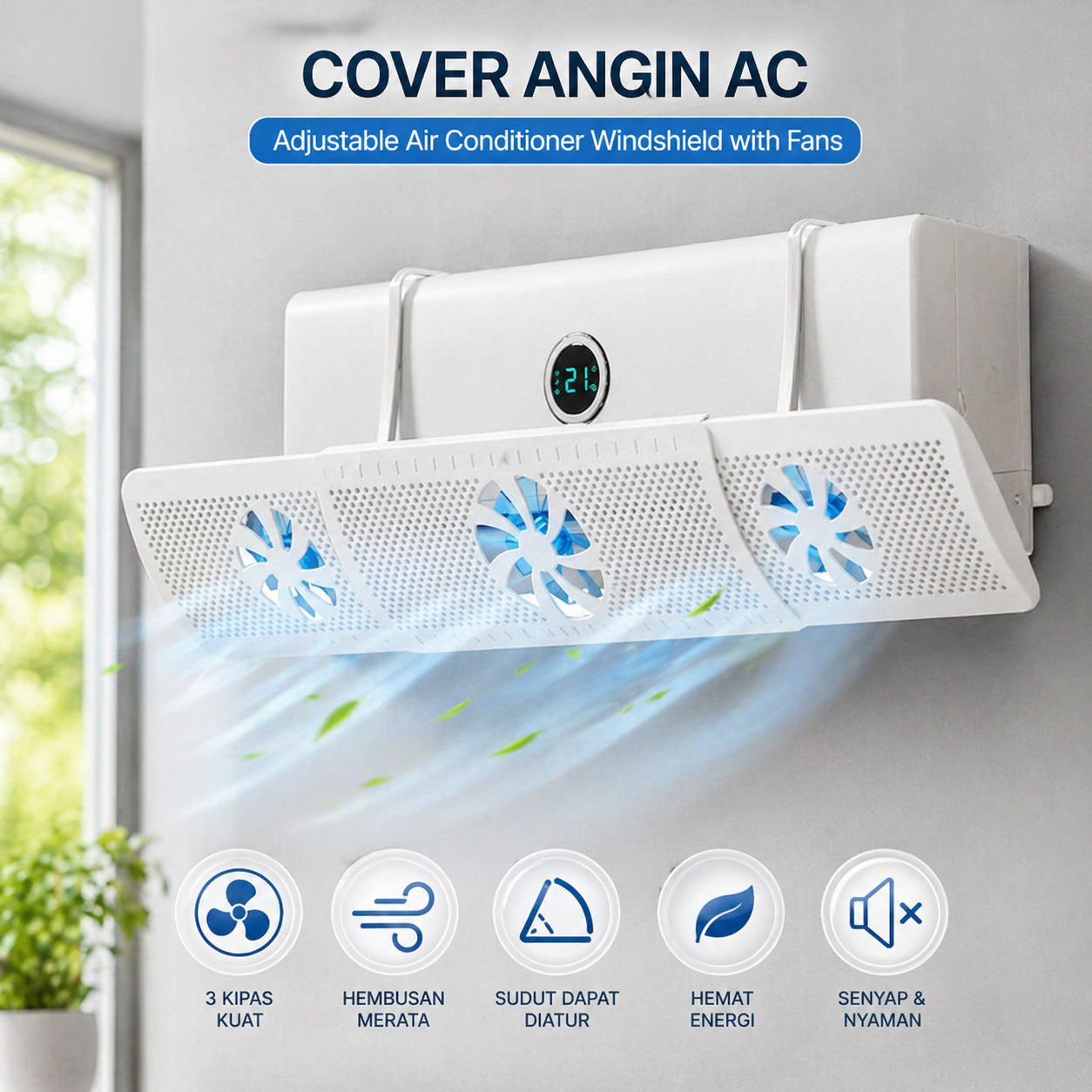 COOLIT Cover Angin AC Adjustable Air Conditioner Windshield with Fans - COOL03 Gambar produk COOLIT Cover Angin AC Adjustable Air Conditioner Windshield with Fans - COOL03 - Utama