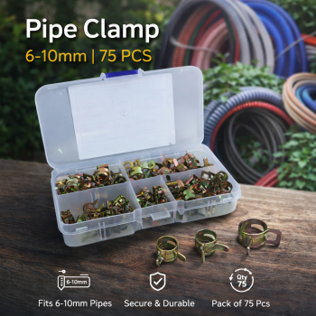 Gambar produk Alloet Penjepit Selang Ledeng Pipe Clamp Fastener 6-10mm 75 PCS - Q673B