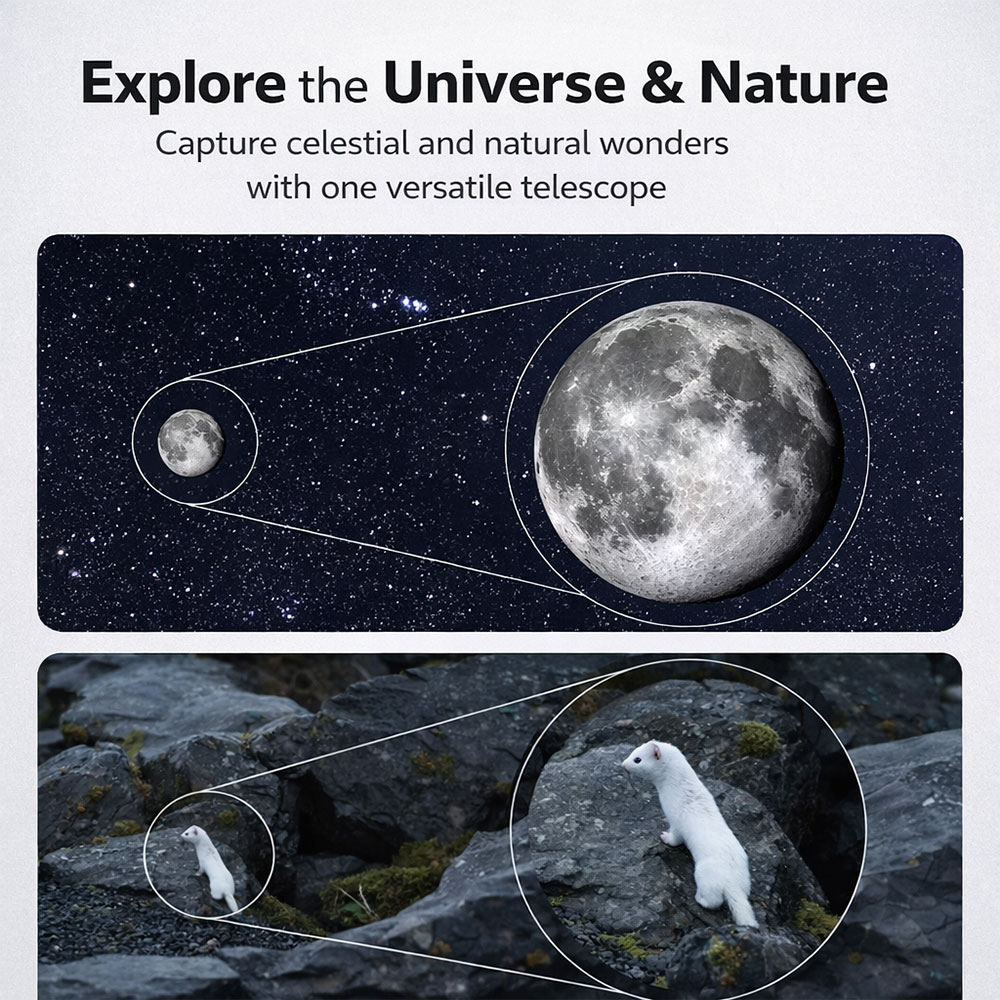 Gambar produk Korons Teropong Bintang Refractor Astronomi Telescope 120X 70mm without Display Screen - SV701P