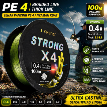 J-Cheng Senar Pancing PE 4 Braided Strand Fishing Line 100M - JC4180