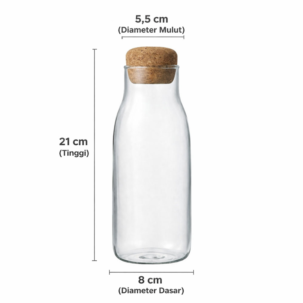 Gambar produk HUFFA Bottle Glass Cork Sealed Jar Storage Teh Kopi Jus Multifungsi 600ml - YS-8080