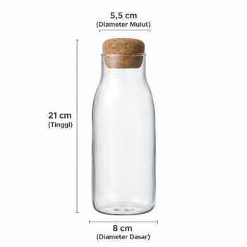 Gambar produk HUFFA Bottle Glass Cork Sealed Jar Storage Teh Kopi Jus Multifungsi 600ml - YS-8080