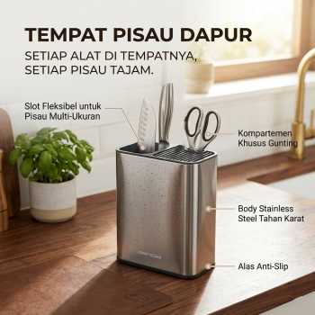 TaffHOME Tempat Pisau Dapur Spatula Stand Holder Stainless Steel - SUS430