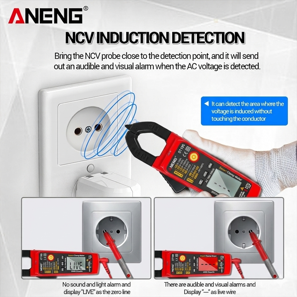 Gambar produk ANENG Digital Multimeter Tang Ampere Voltage NCV Tester Clamp - ST190