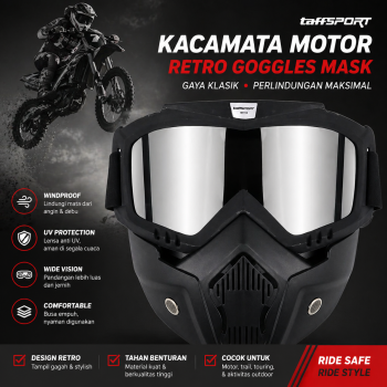 TaffSPORT BOLLFO Kacamata Goggles Mask Motor Retro Windproof - MT-04