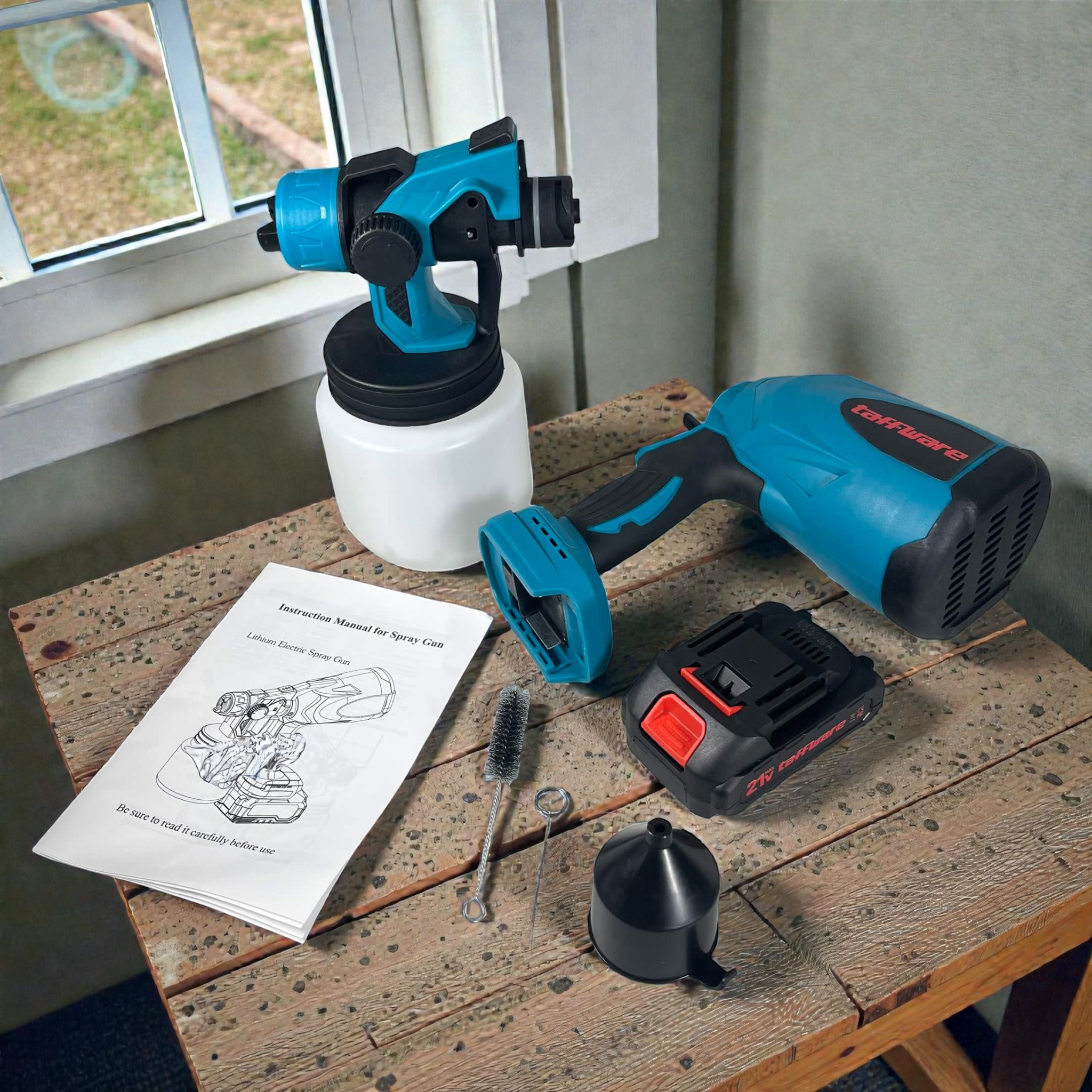 Taffware Pistol Semprot Cat Dinding Spray Gun Elektrik 800ml 1500mAh - TM01 Gambar produk Taffware Pistol Semprot Cat Dinding Spray Gun Elektrik 800ml 1500mAh - TM01