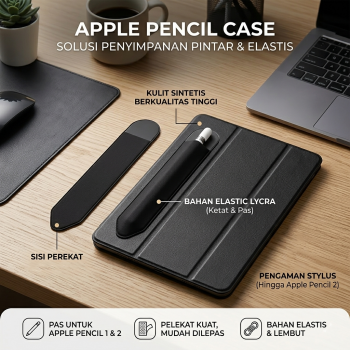 Gambar produk HuanLe Apple Pencil Case Adhesive Sleeve Case Holder Elastic Lycra - D5QC