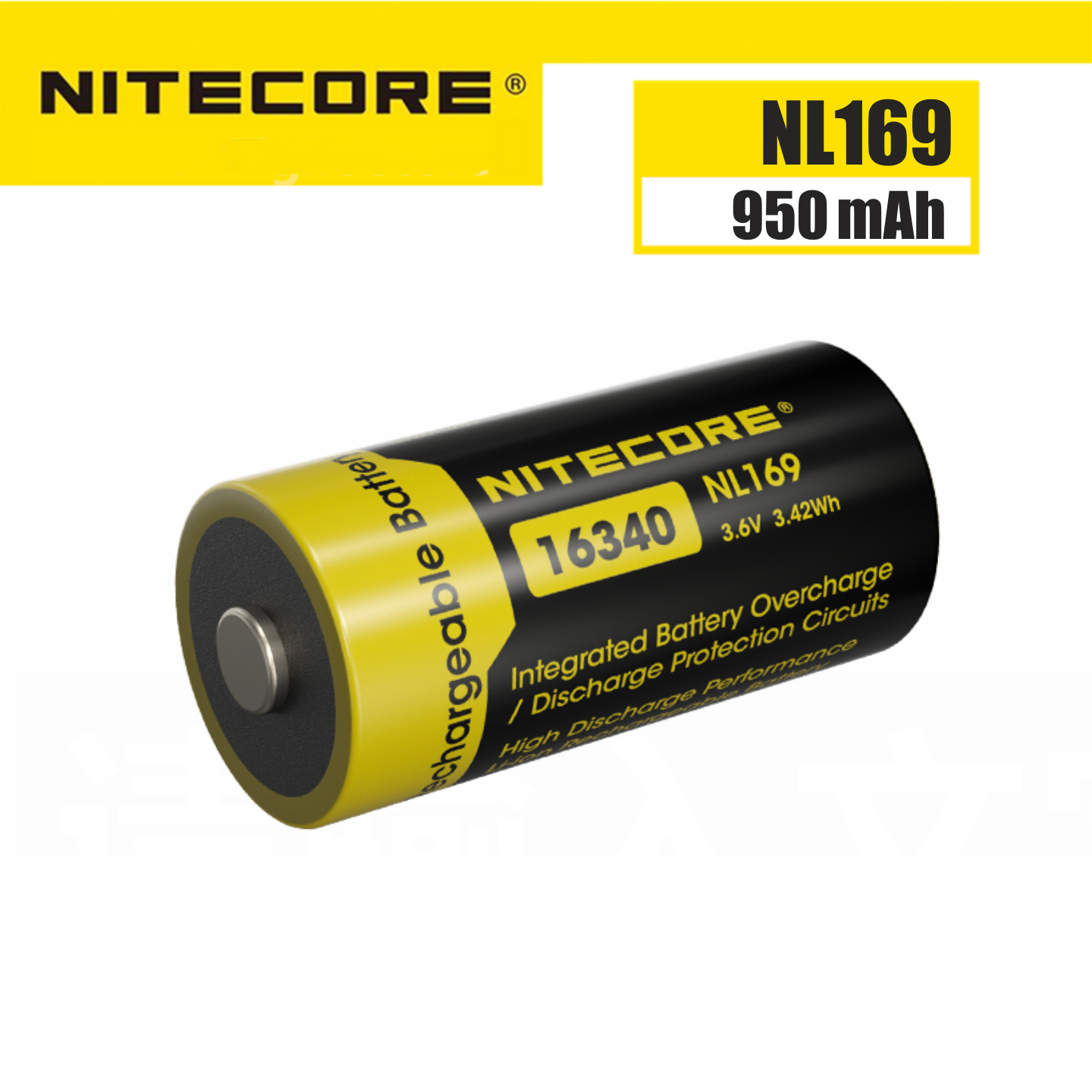 Gambar produk NITECORE Baterai Isi Ulang 16340 Li-Ion Button Top 950mAh 3.6V 1 PCS - NL169